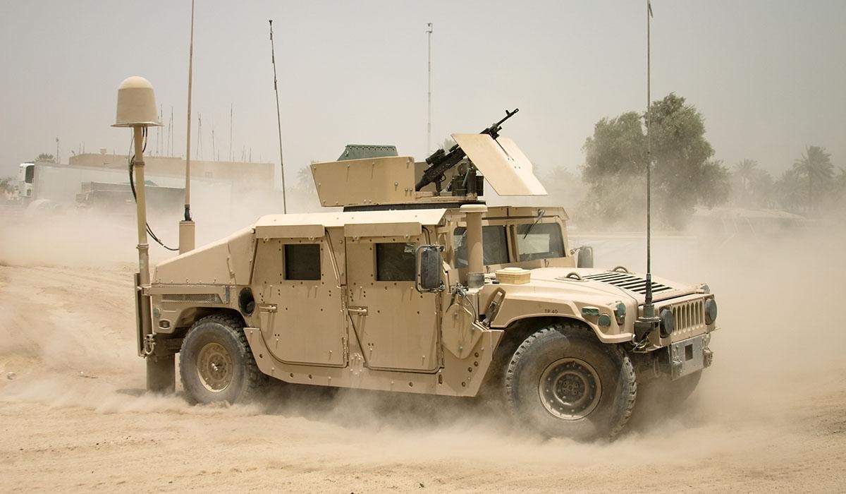 Military humvee with New Comm manufactured components