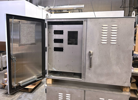 Double door NEMA electrical enclosures with custom interior mounting panel